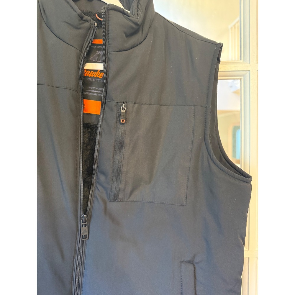Hawke & Co Outfitter Mens Black Puffer Vest Fleece Lined Full Zip Small - Picture 3 of 4